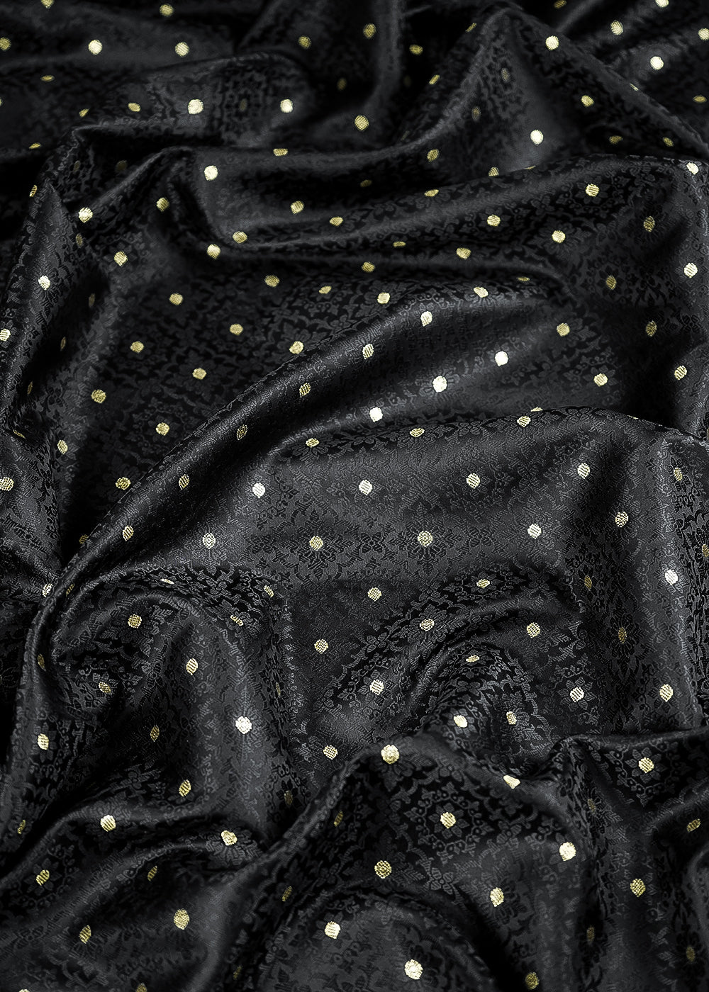 Black Banarasi Brocade Fabric With All Over Zari Handloom 24474
