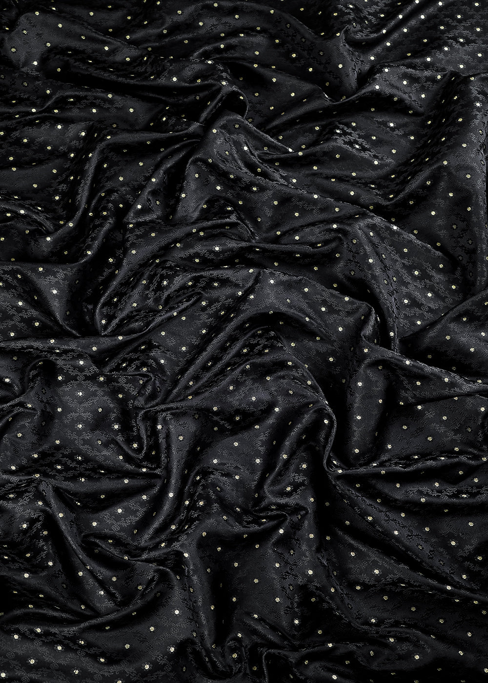 Black Banarasi Brocade Fabric With All Over Zari Handloom 24478