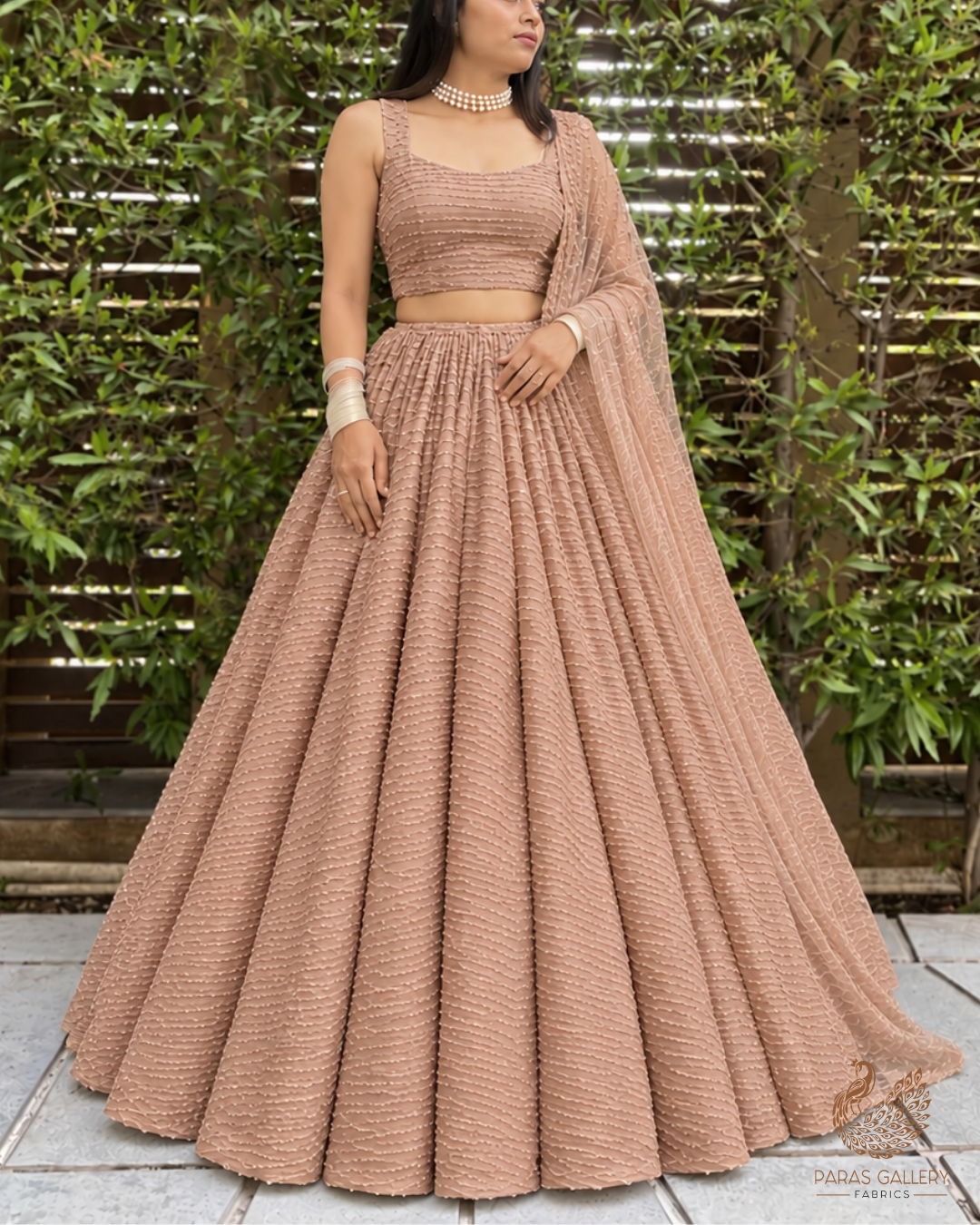 Chiku Imported Net Fabric With All Over Katdana And Pearl Work 24490