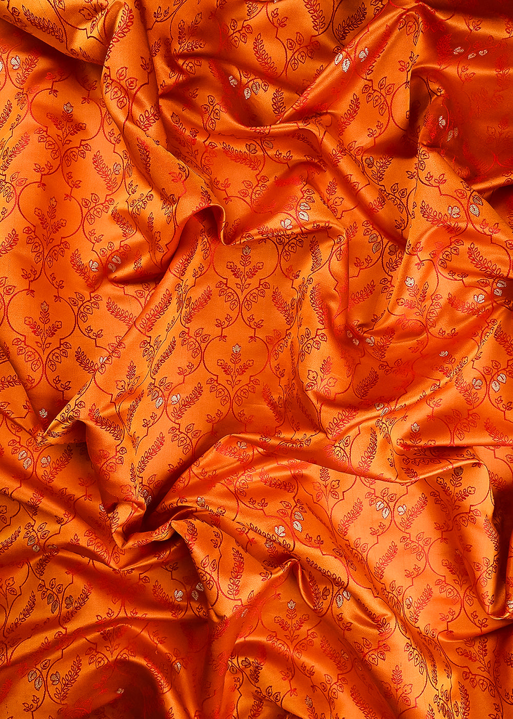 Mustard Banarasi Brocade Fabric With All Over Thread And Zari Handloom 24497