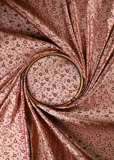 Onion Pink Banarasi Brocade Fabric With All Over Thread And Zari Handloom 24508