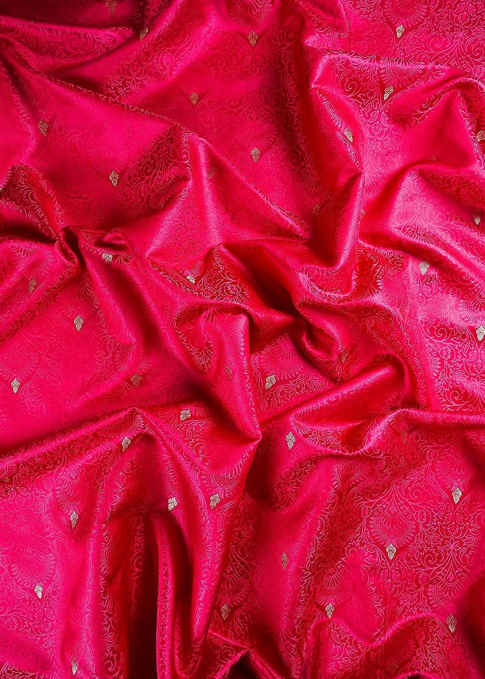 Pink Banarasi Brocade Fabric With All Over Thread And Zari Handloom 24512