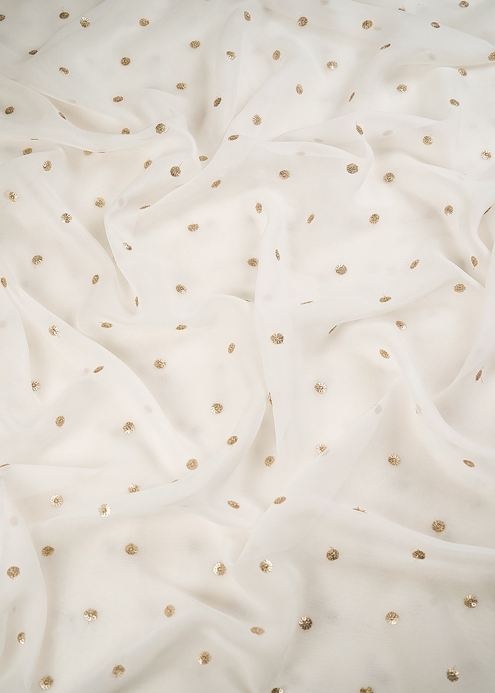 White Dyeable Georgette Fabric With All Over Buti Of Zari And Sequins Work 24539