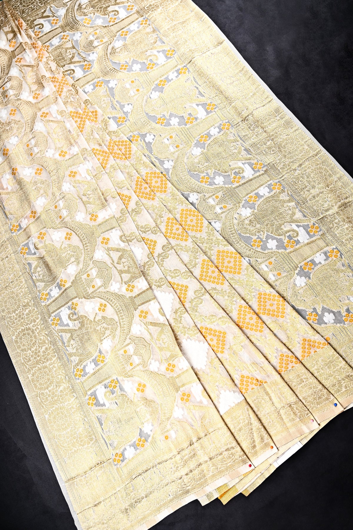 White Dyeable Banarasi Georgette Dupatta All Over Zari Work 24607
