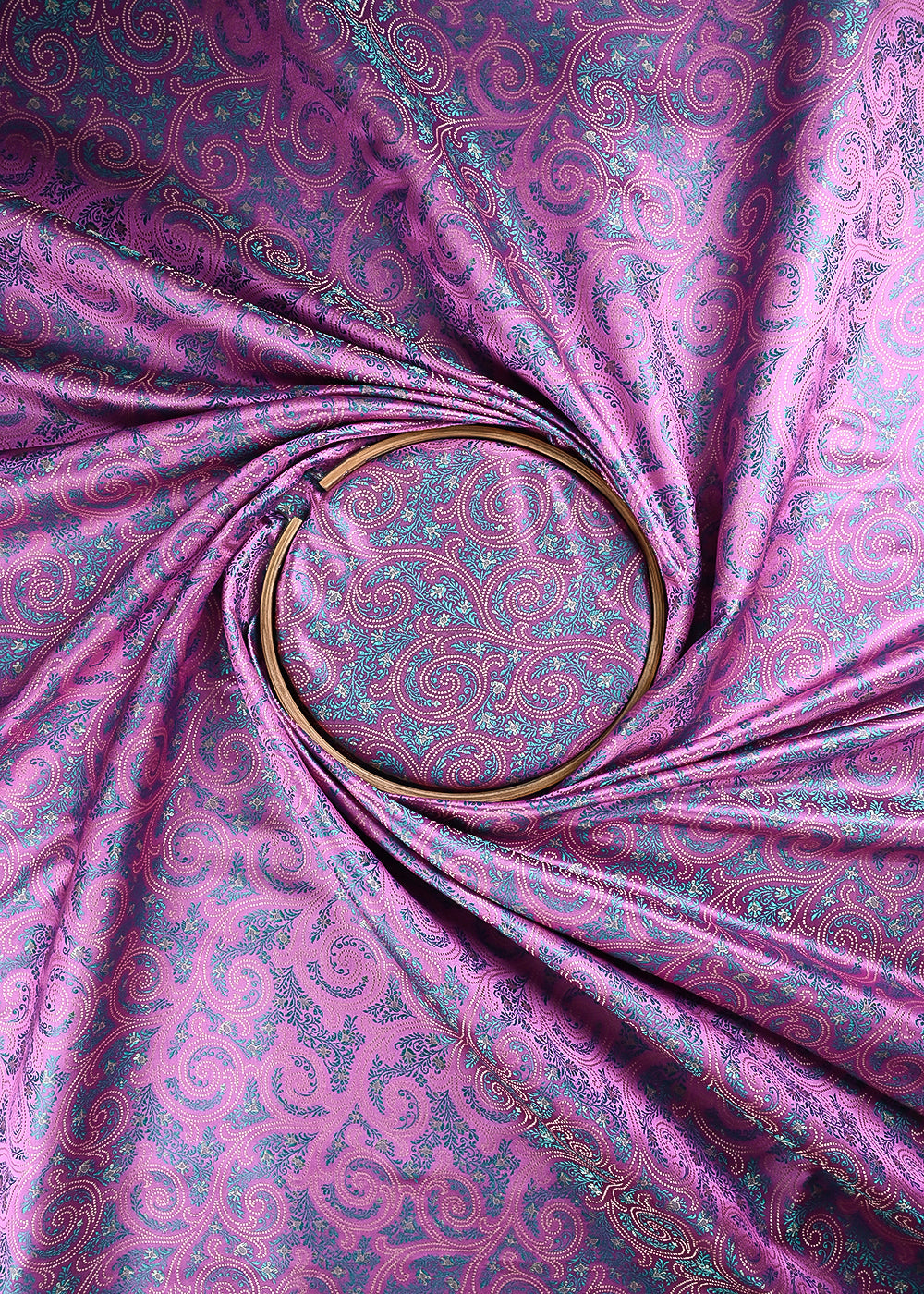 Mauve Banarasi Brocade Fabric With All Over Thread Handloom 24645