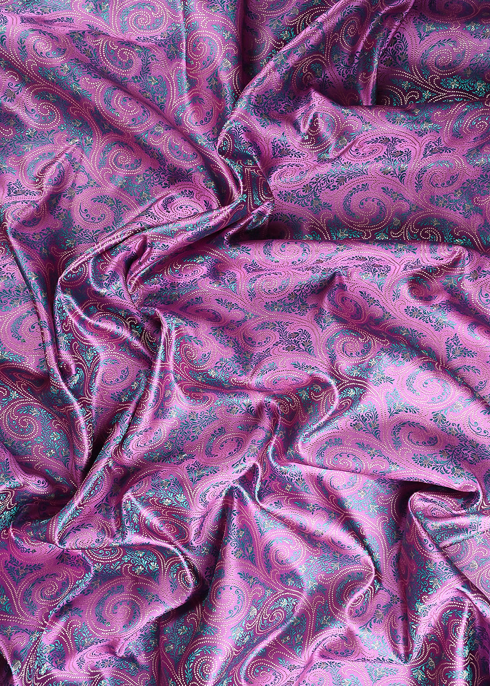 Mauve Banarasi Brocade Fabric With All Over Thread Handloom 24645