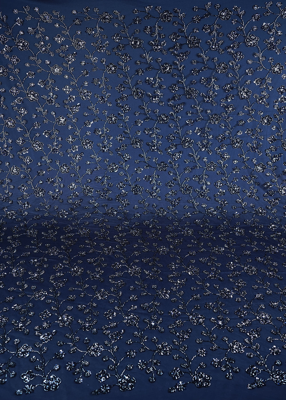 Navy Blue Imported Net Fabric With All Over Sequins And Katdana Work 24690
