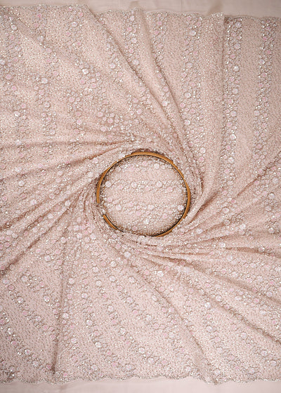 Pink Imported Net Fabric With All Over Sequins And Katdana Work 24693