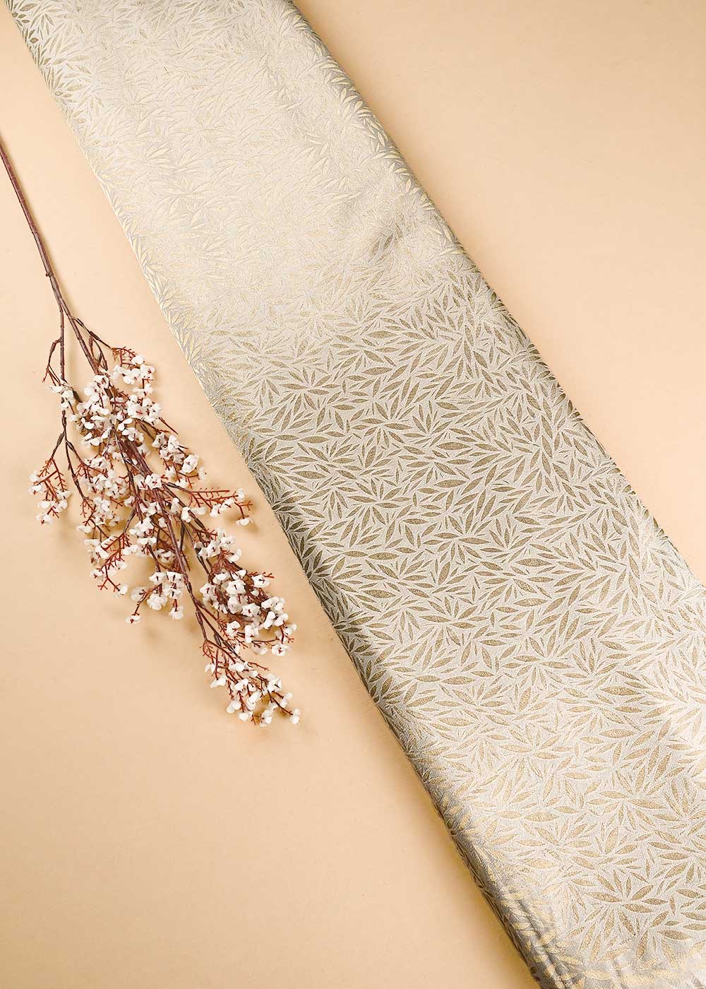 Golden Dyeable Tissue Fabric With All Over Zari Handloom 24698
