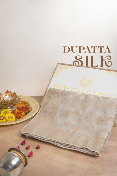 White Dyeable Silk Dupatta All Over Zari Work 24716