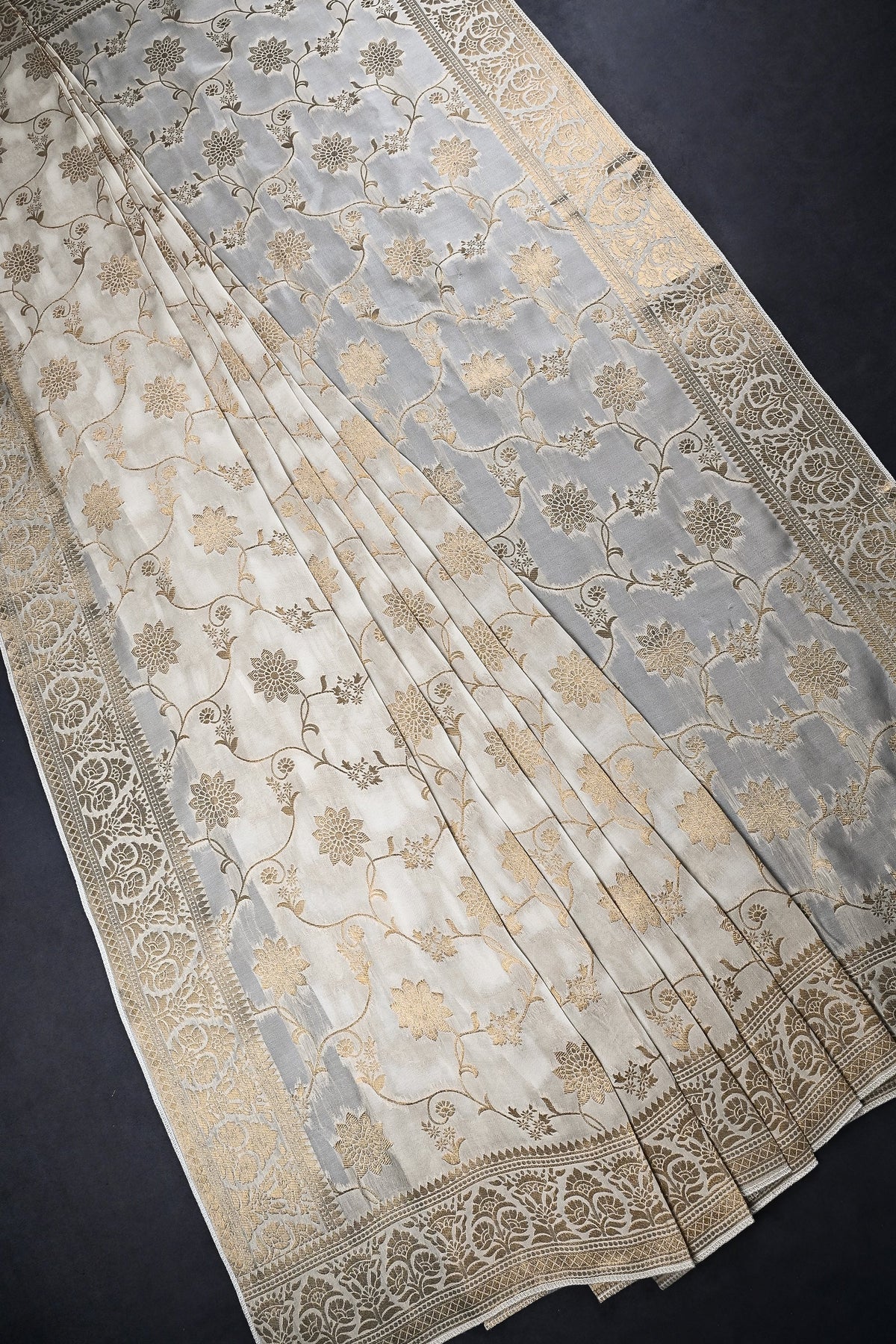 White Dyeable Silk Dupatta All Over Zari Work 24716
