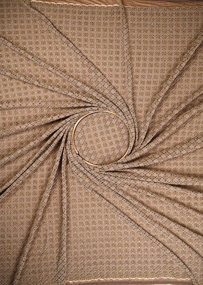 Coffee Mesh Velvet Fabric With All Over Cut Work 24723