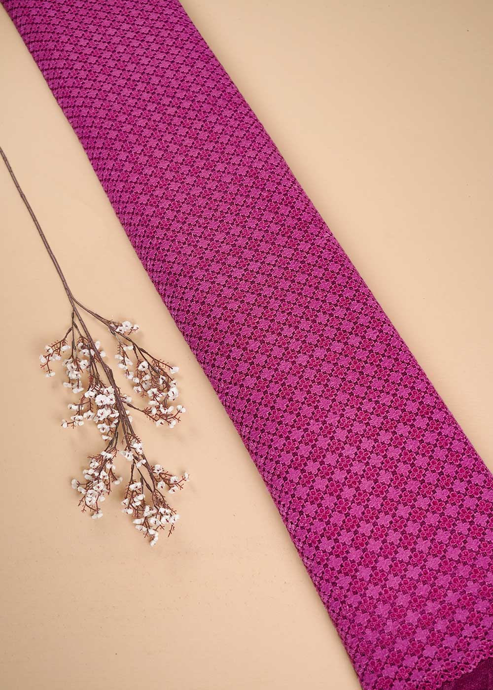 Rani Pink Mesh Velvet Fabric With All Over Cut Work 24724