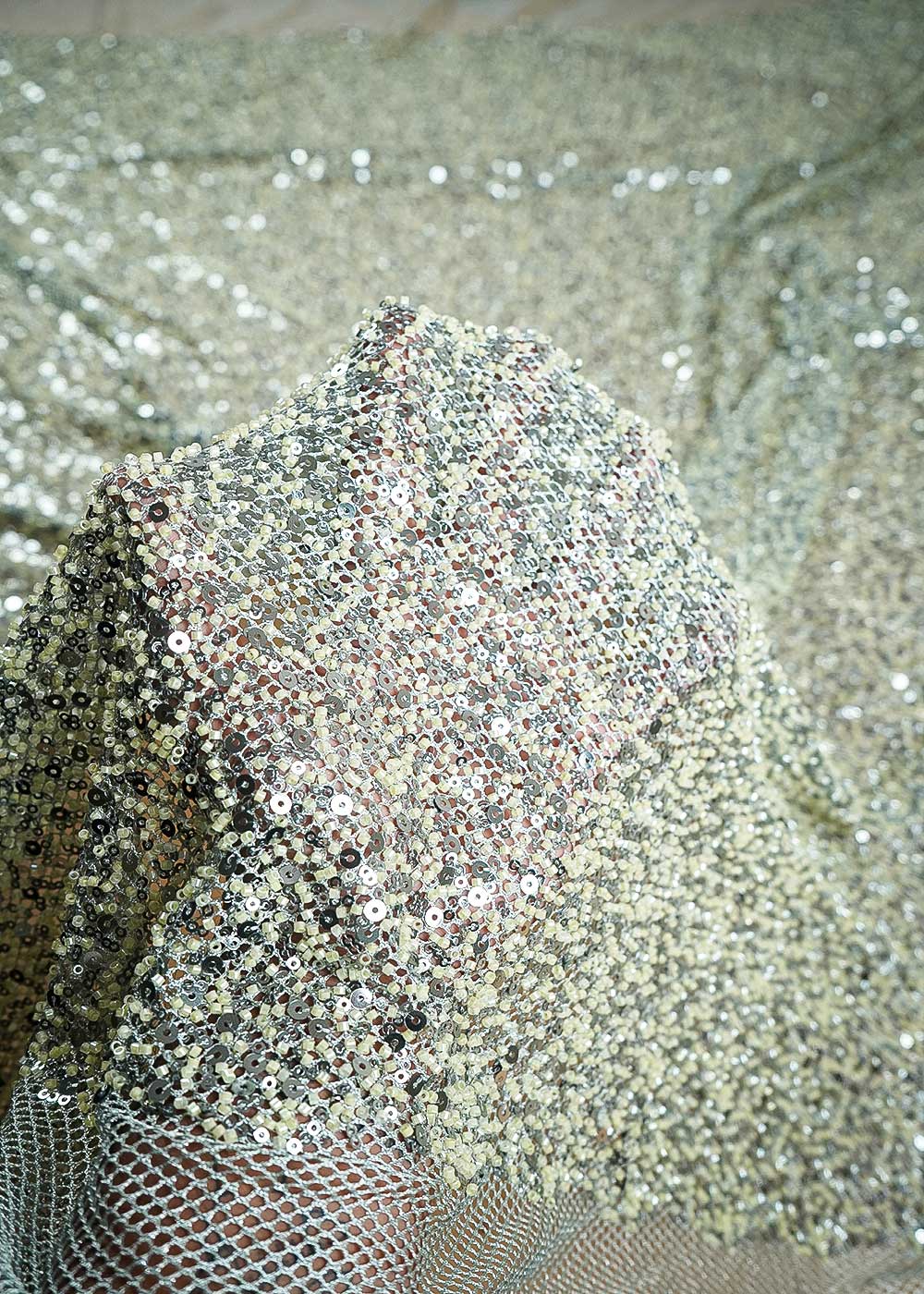 Mint Green Imported Exclusive Fabric With All Over Sequins And Katdana Work 24727