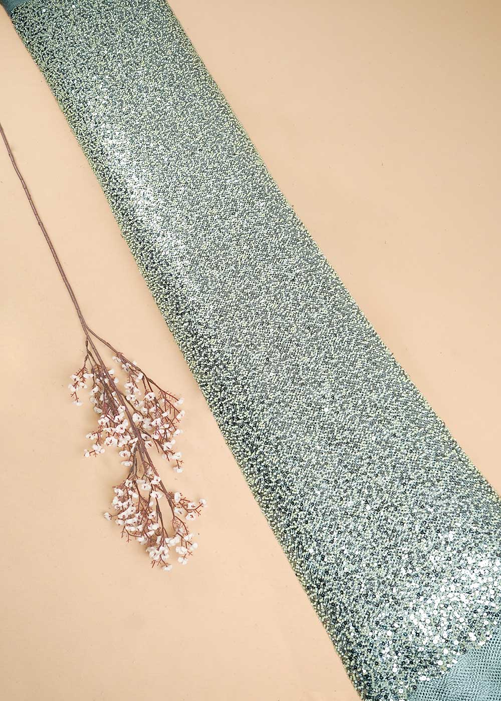 Mint Green Imported Exclusive Fabric With All Over Sequins And Katdana Work 24727