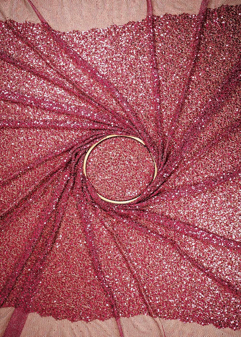 Maroon Imported Exclusive Fabric With All Over Sequins And Katdana Work 24728