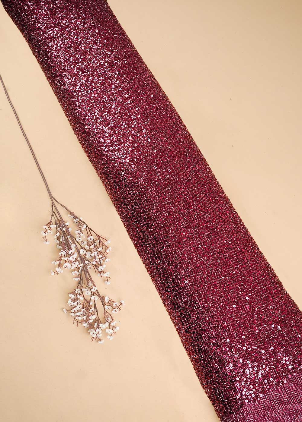 Maroon Imported Exclusive Fabric With All Over Sequins And Katdana Work 24728