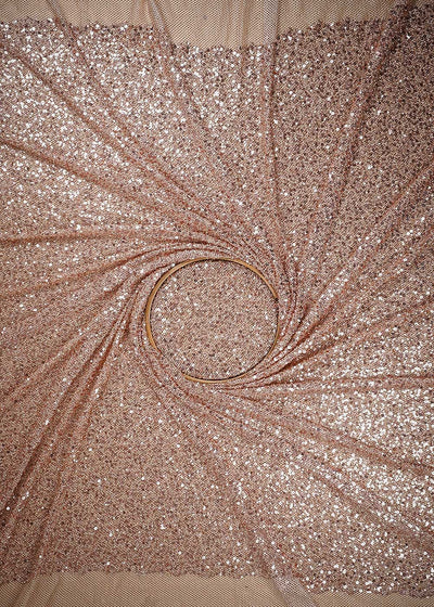 Rose Gold Imported Exclusive Fabric With All Over Sequins And Katdana Work 24730