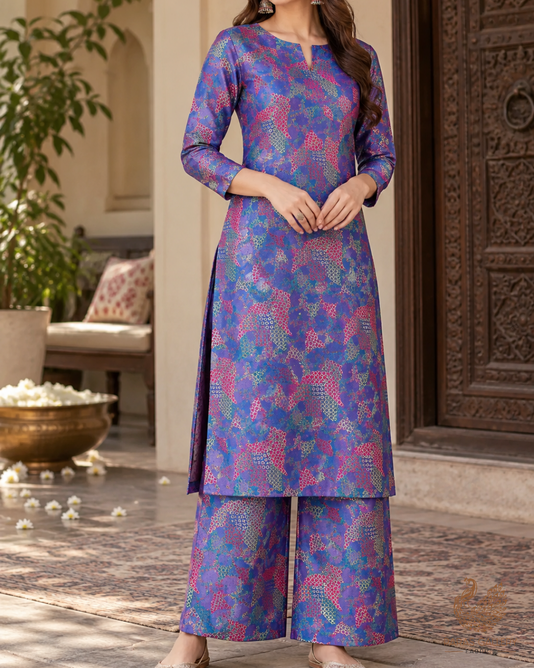 Blue Banarasi Brocade Fabric With All Over Thread And Zari Handloom 24768