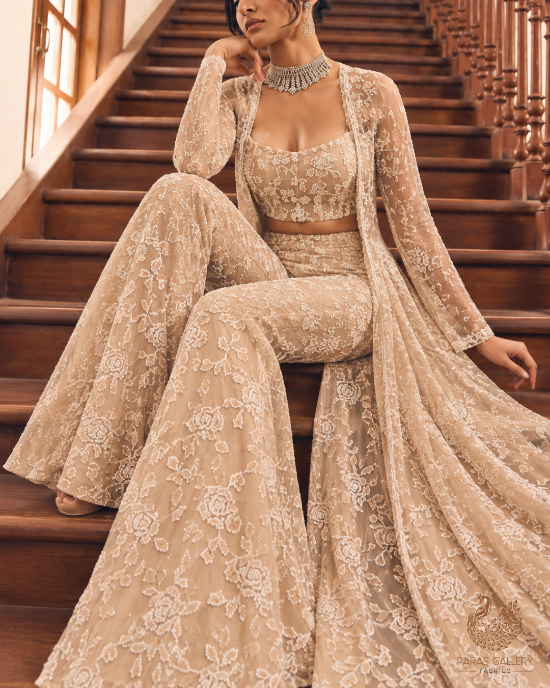 Chiku Imported Net Fabric With All Over Katdana Work 24794