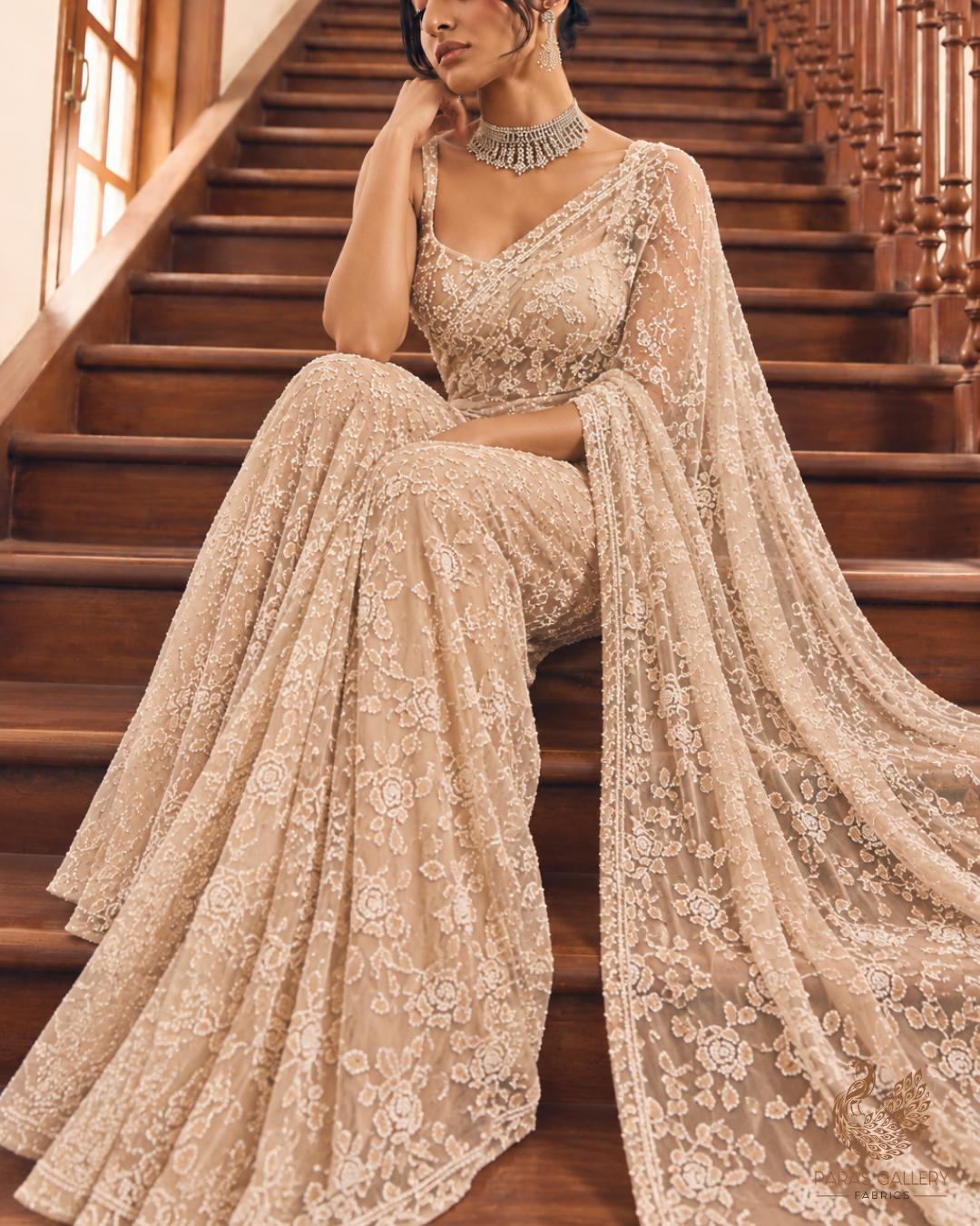 Chiku Imported Net Fabric With All Over Katdana Work 24794