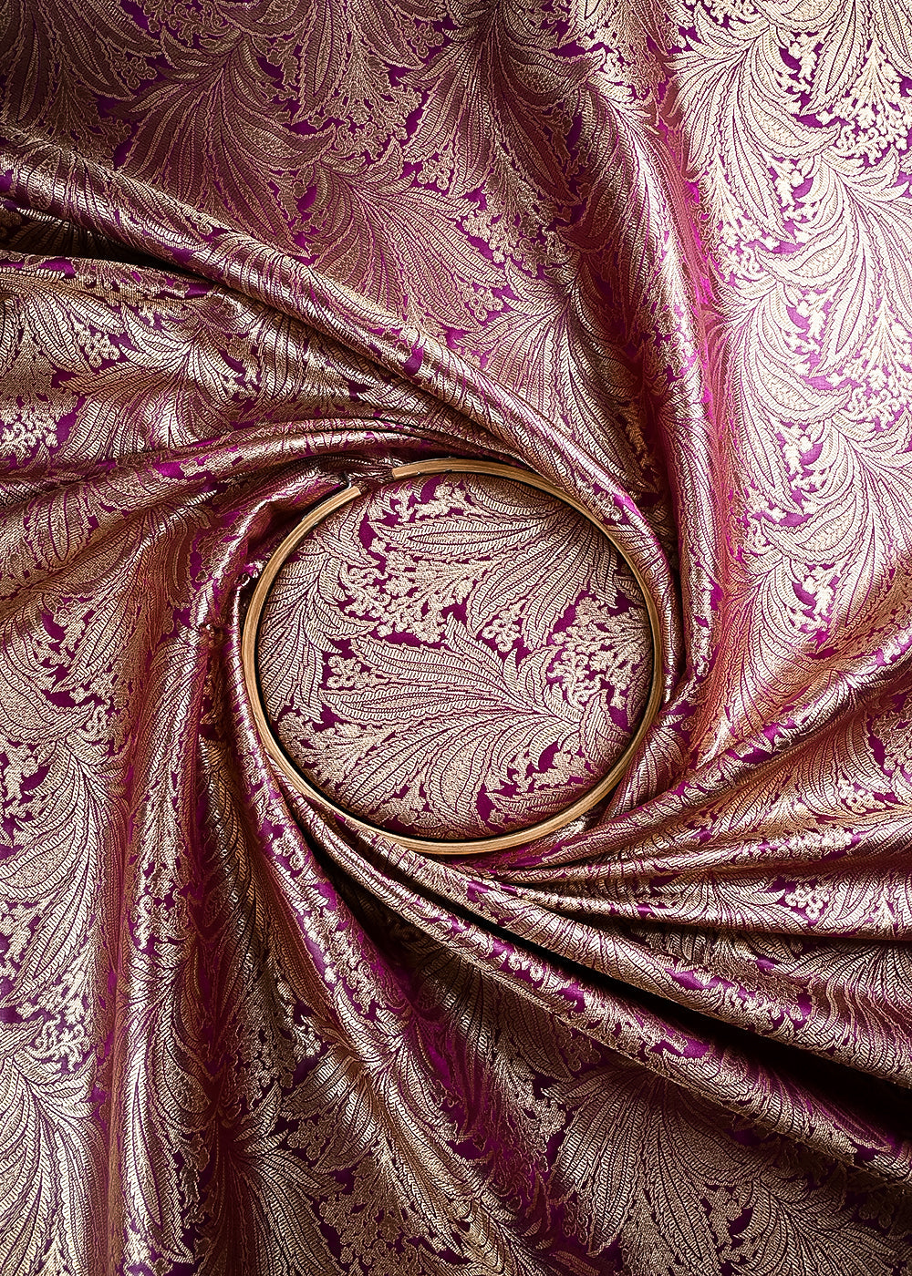 Purple Banarasi Brocade Fabric With All Over Thread And Zari Handloom 24800