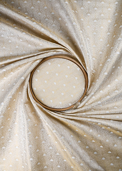 White Dyeable Silk Fabric With All Over Zari And Thread Handloom 24811