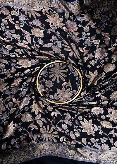 Navy Blue Velvet Brasso Fabric With All Over Abstract Work 24825