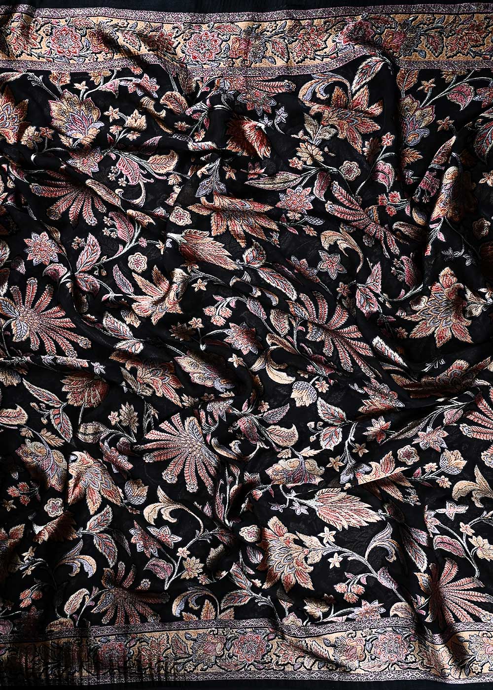 Black Velvet Brasso Fabric With All Over Abstract Work 24826