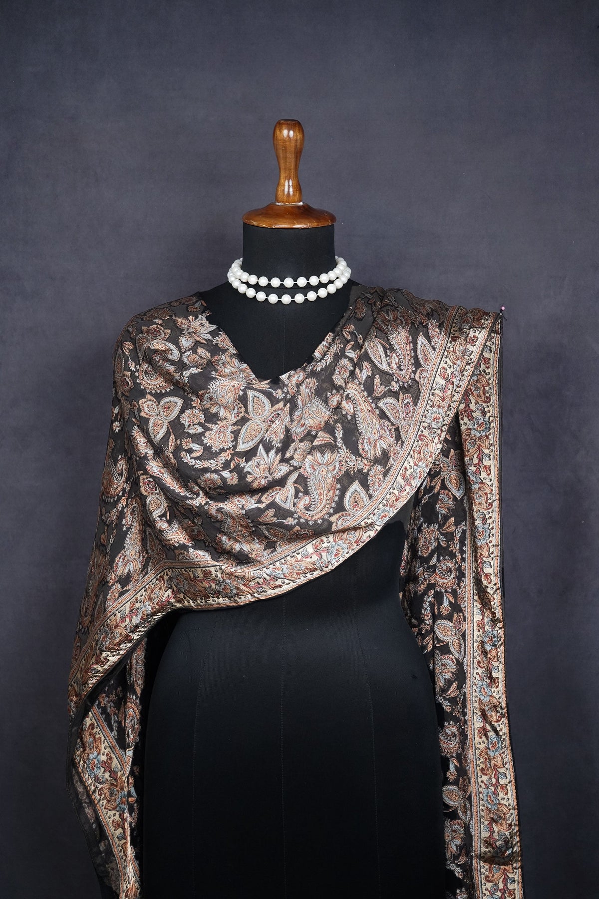 Black Velvet Brasso Dupatta All Over Abstract Work 24839