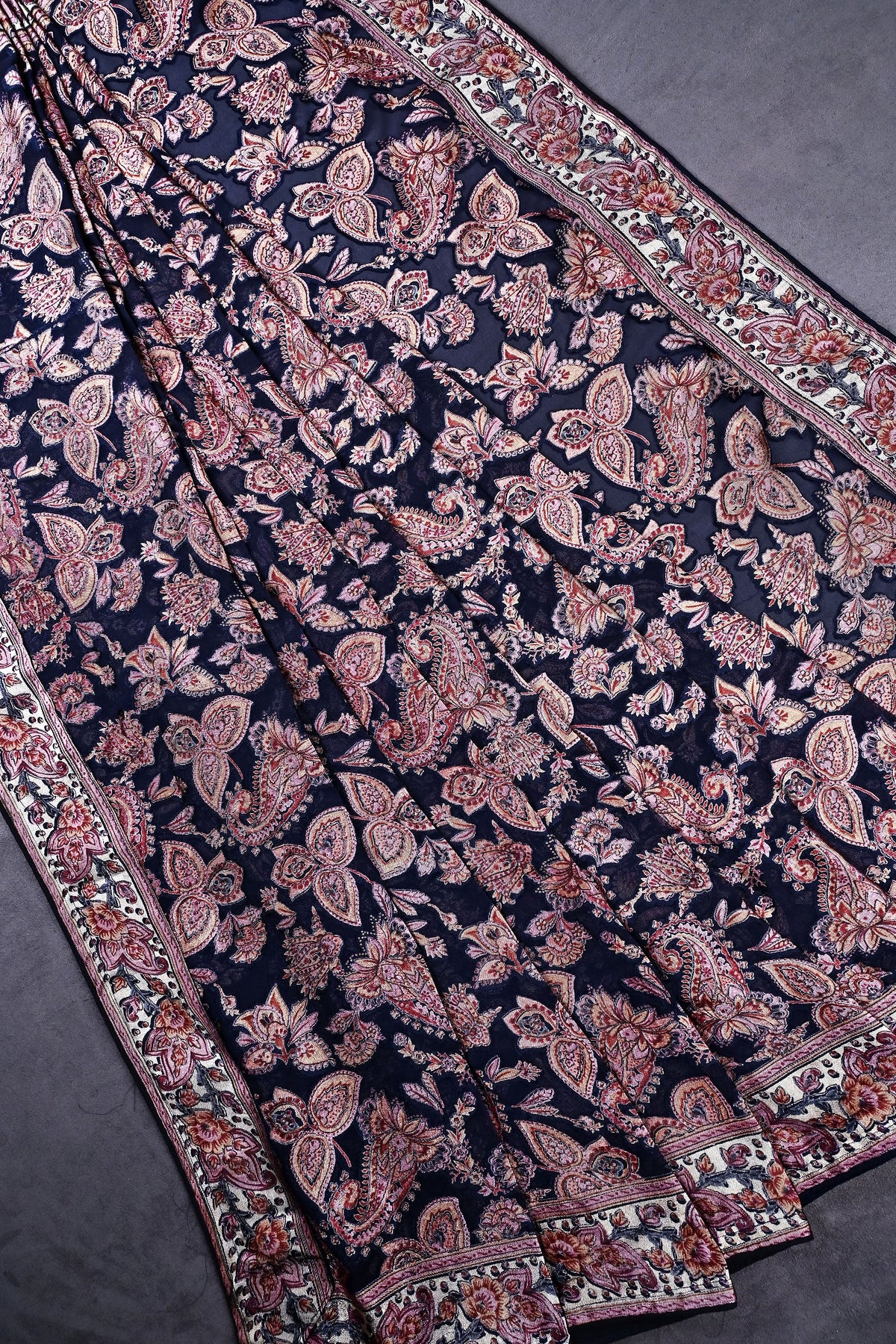 Navy Blue Velvet Brasso Dupatta All Over Abstract Work 24840