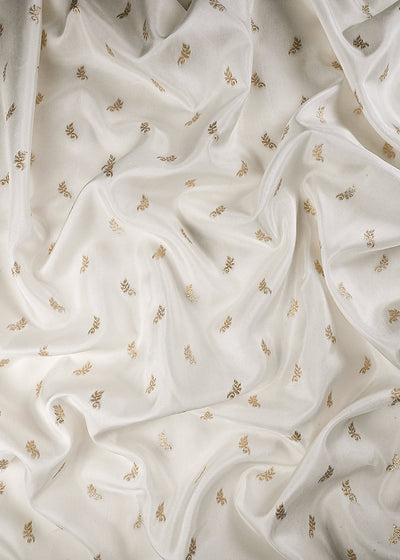 White Dyeable Silk Fabric With All Over Zari Handloom 24874