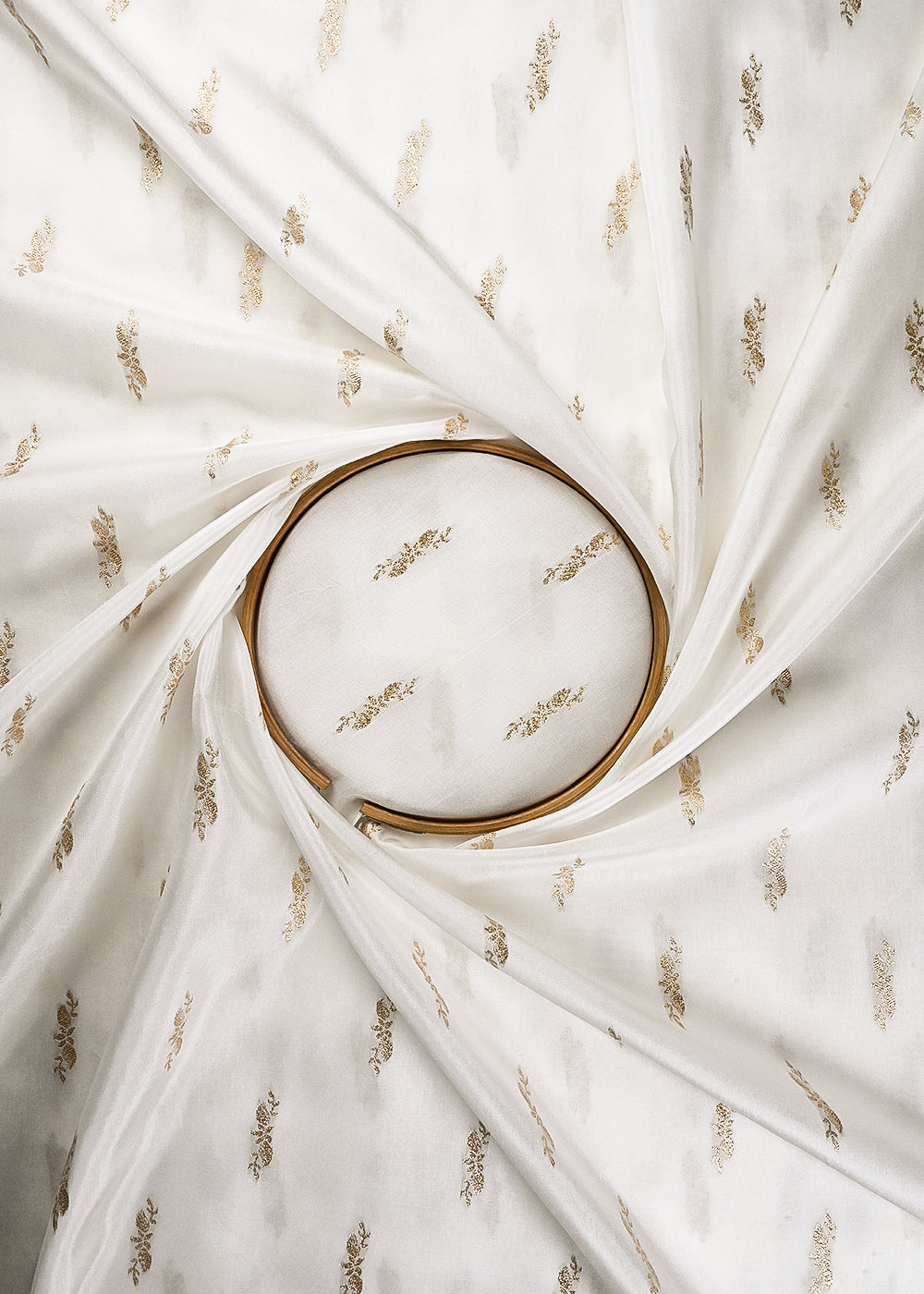 White Dyeable Silk Fabric With All Over Zari Handloom 24875