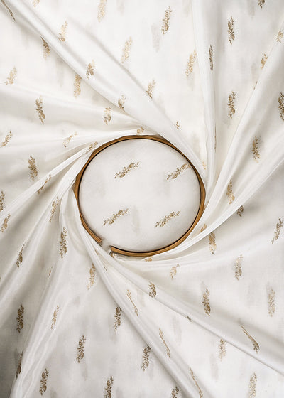 White Dyeable Silk Fabric With All Over Zari Handloom 24875