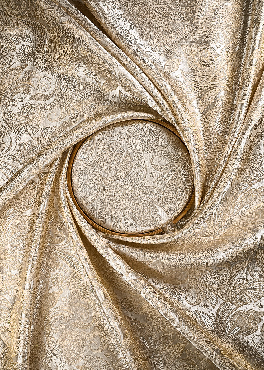 Golden Dyeable Tissue Fabric With All Over Zari Handloom 24879