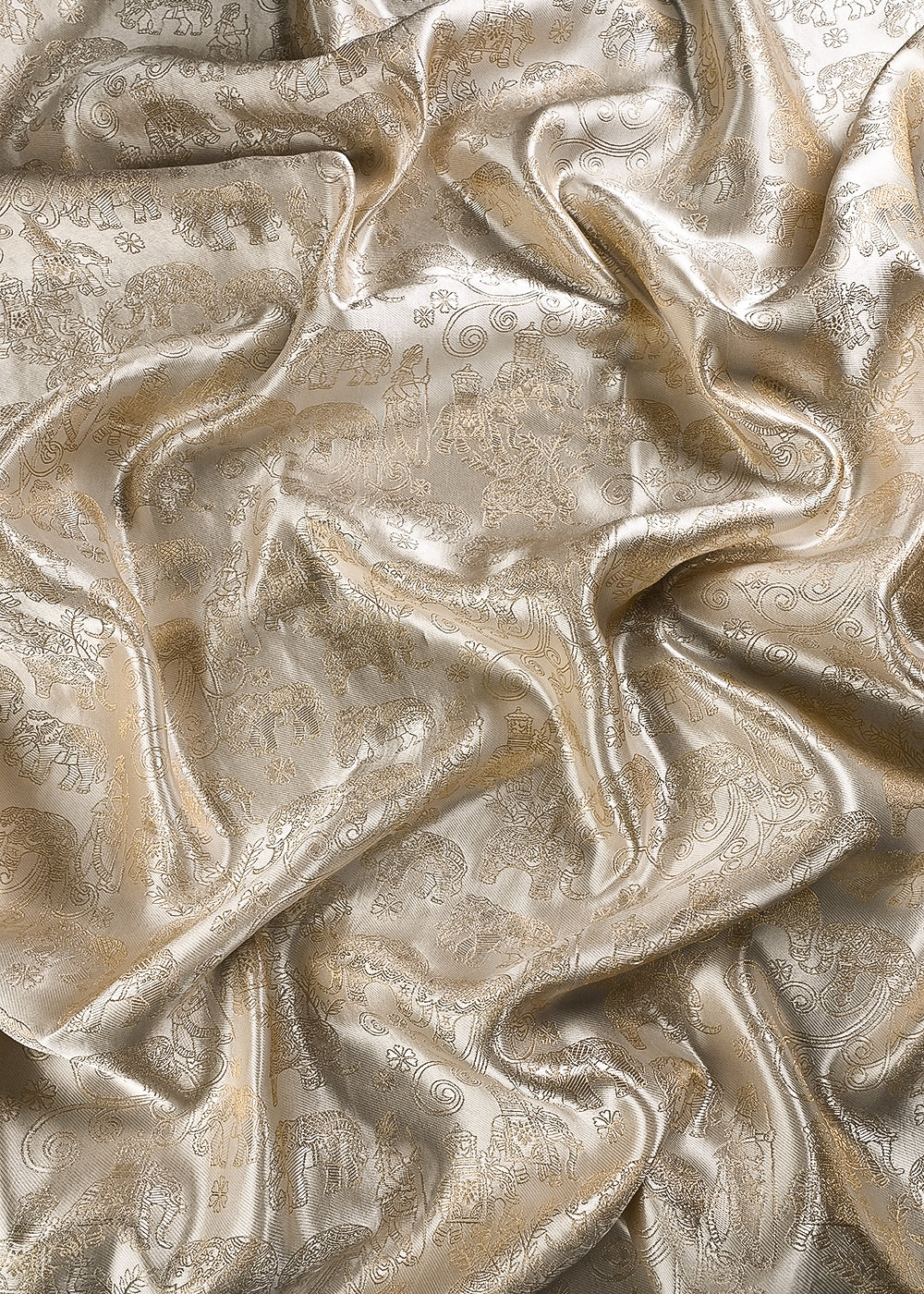 Golden Dyeable Tissue Fabric With All Over Zari Handloom 24880