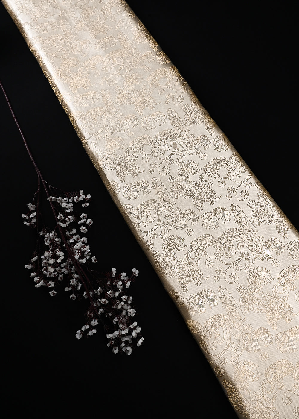 Golden Dyeable Tissue Fabric With All Over Zari Handloom 24880