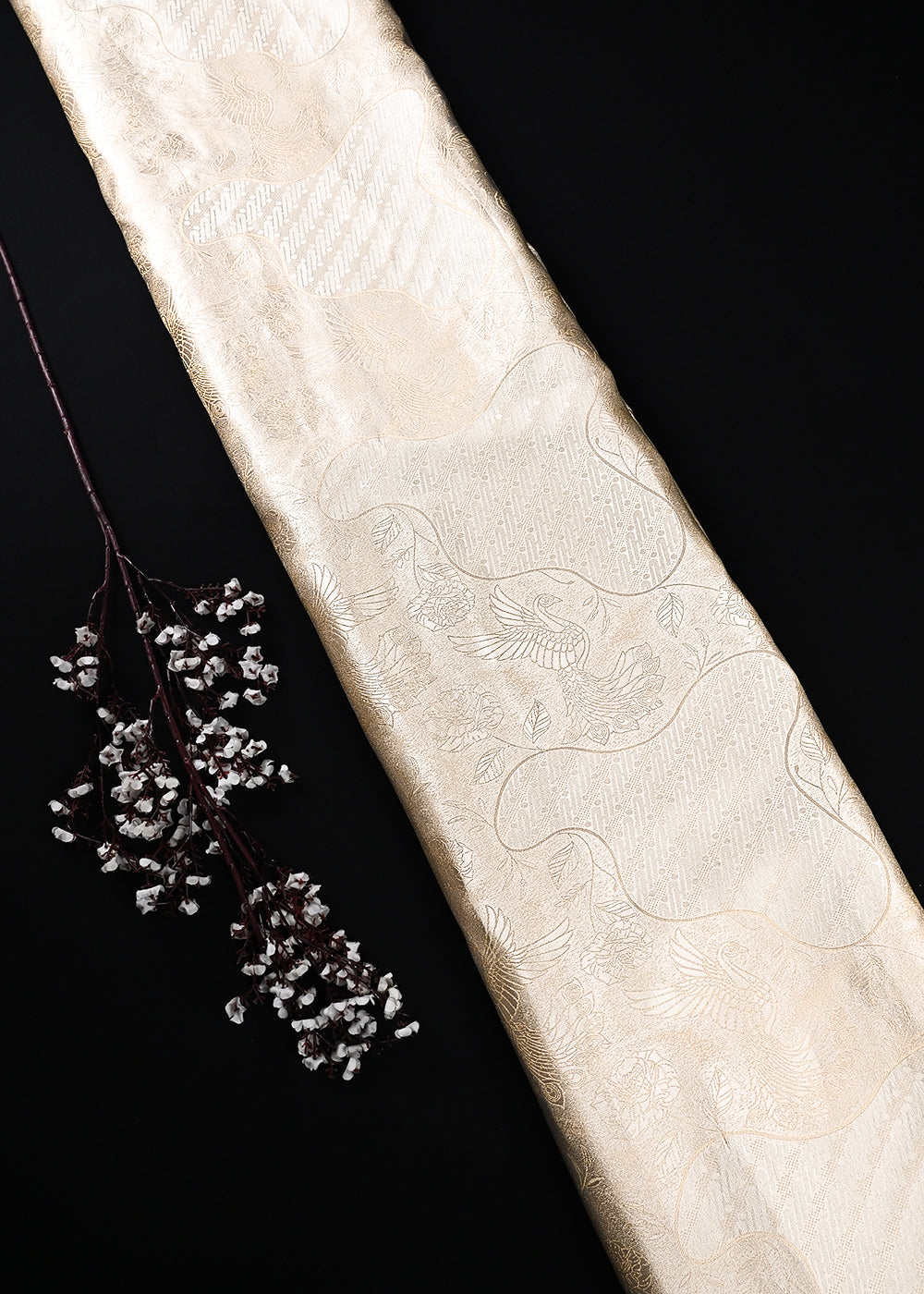 Golden Dyeable Tissue Fabric With All Over Zari Handloom 24882