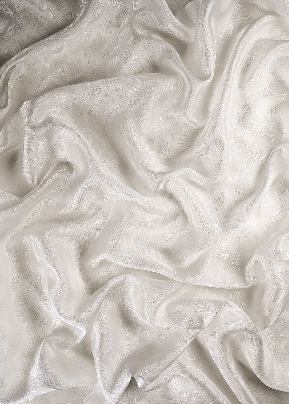 White Dyeable Silk Fabric With All Over Self Work 24887