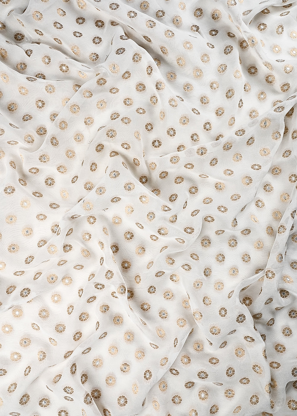 White Dyeable Georgette Fabric With All Over Zari Handloom 24920