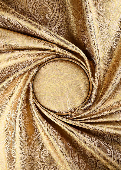 Beige Banarasi Brocade Fabric With All Over Thread And Zari Handloom 24929