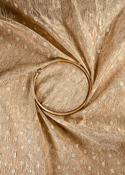 Golden Crushed Tissue Fabric With All Over Zari Handloom 25017