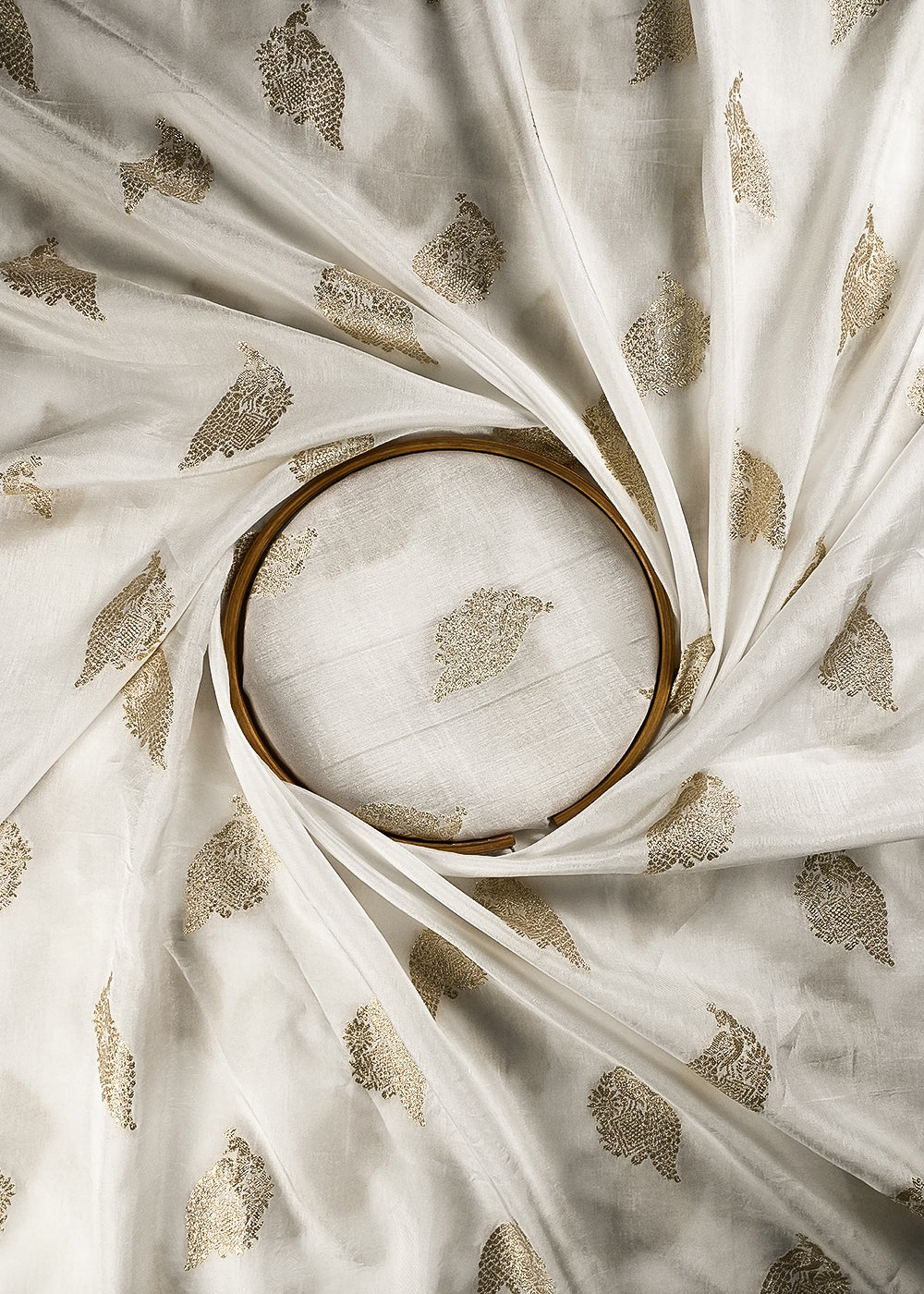 White Dyeable Silk Fabric With All Over Zari Handloom 25023