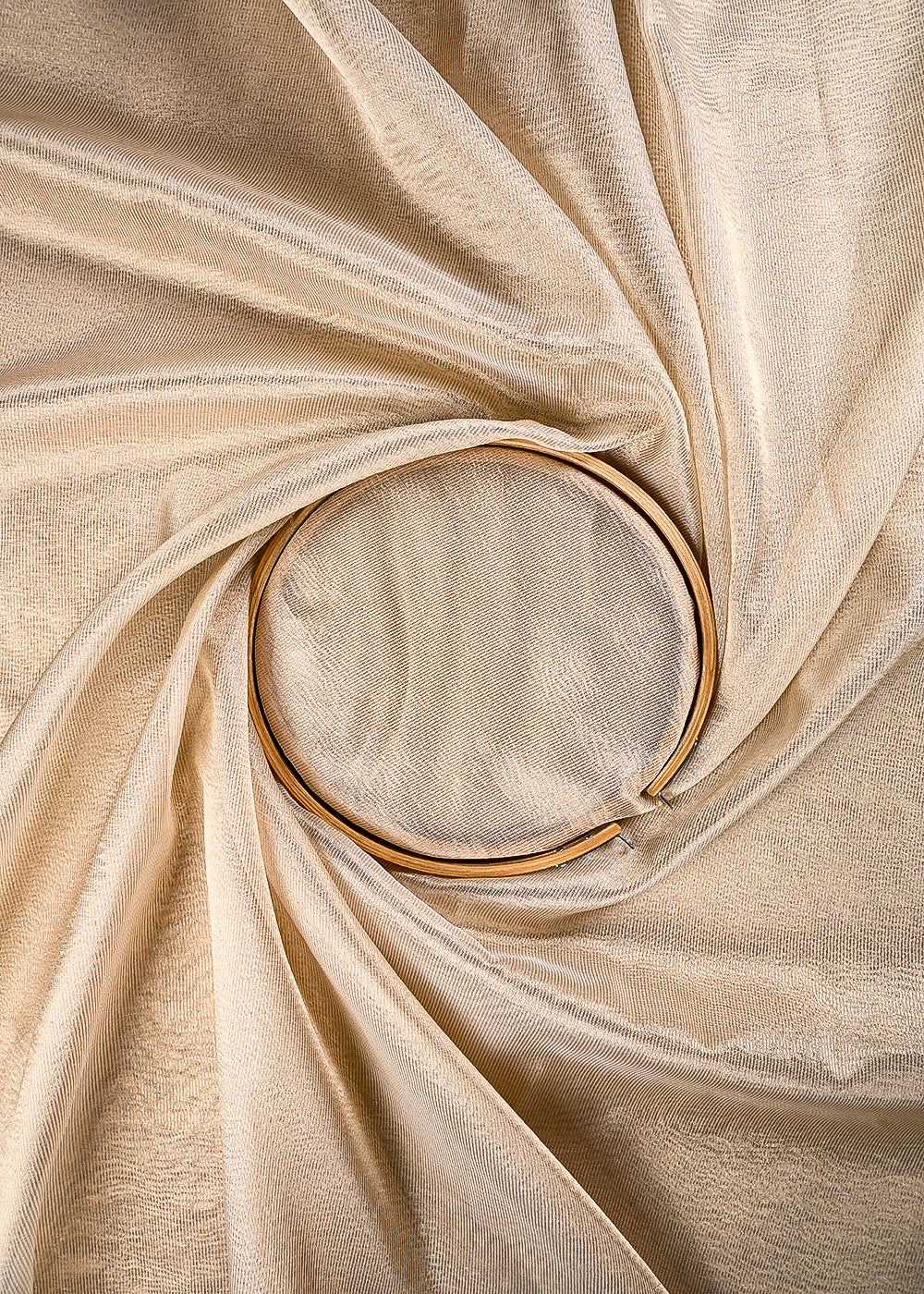 White Dyeable Chanderi Fabric With All Over Zari Handloom 25052