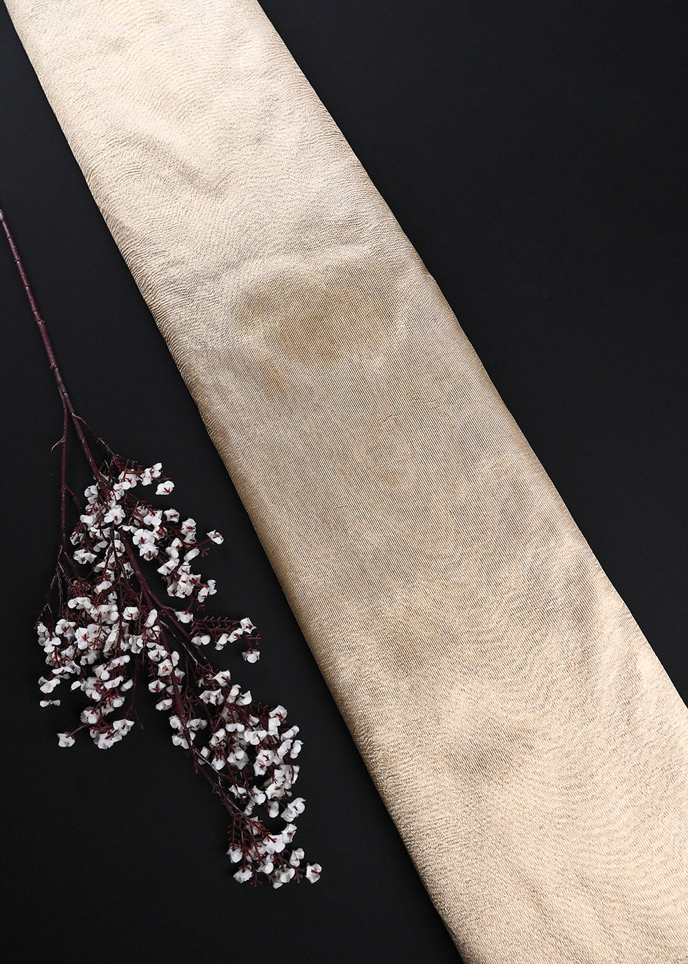 White Dyeable Chanderi Fabric With All Over Zari Handloom 25052