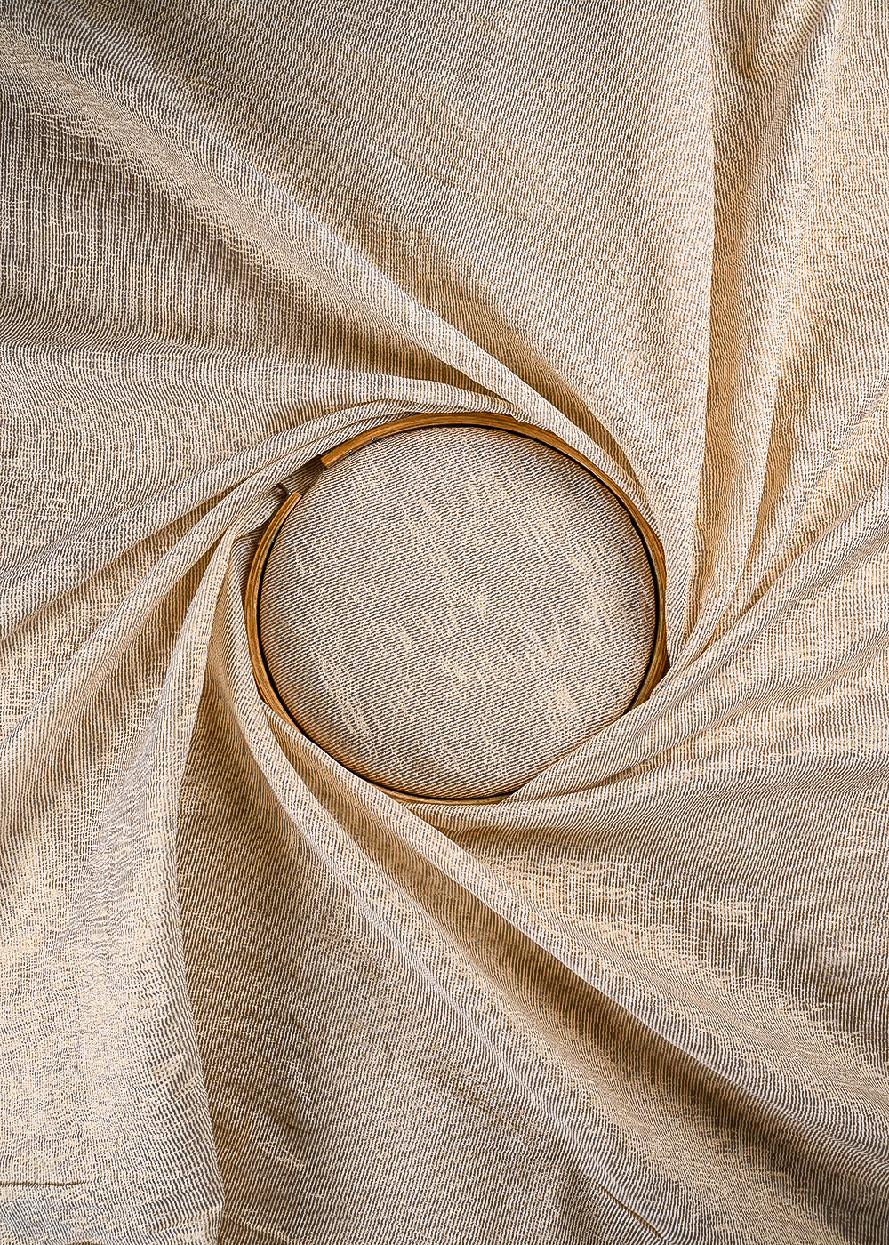 White Dyeable Chanderi Fabric With All Over Zari Handloom 25053