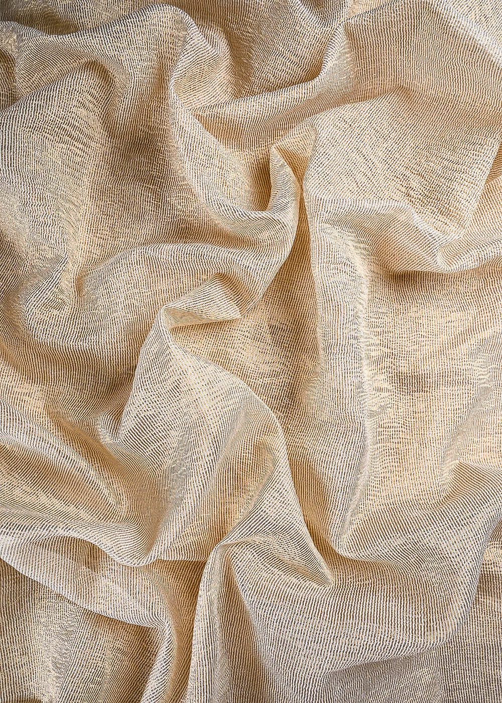 White Dyeable Chanderi Fabric With All Over Zari Handloom 25053