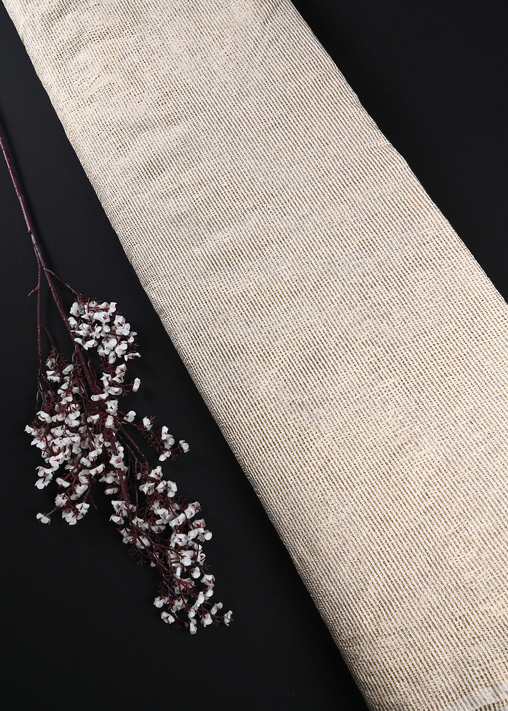White Dyeable Chanderi Fabric With All Over Zari Handloom 25054
