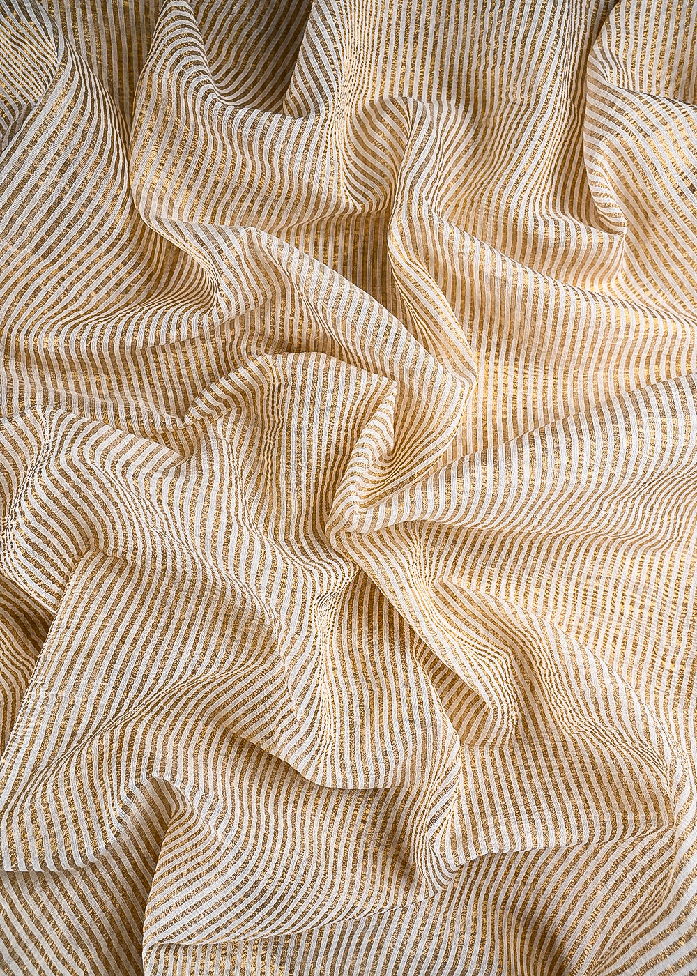 White Dyeable Chanderi Fabric With All Over Zari Handloom 25055