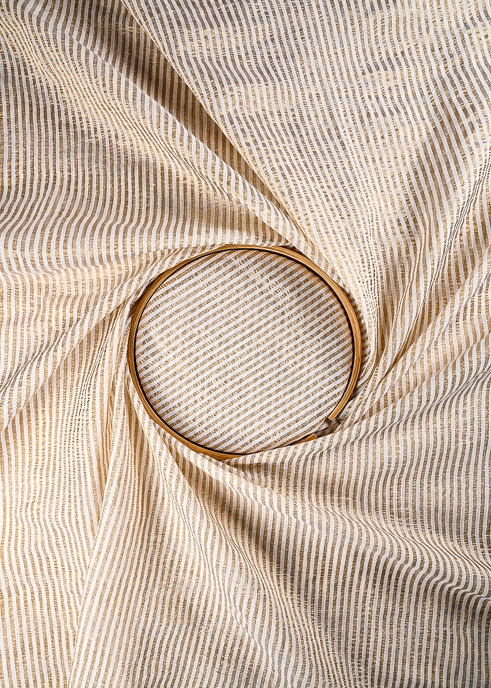 White Dyeable Chanderi Fabric With All Over Zari Handloom 25057